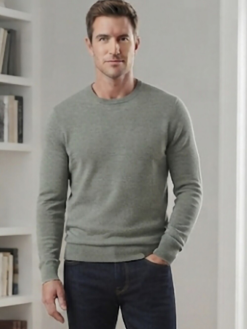 George Men's Lightweight Crewneck Sweater Cotton Blend Grey Heather NWT 2XL